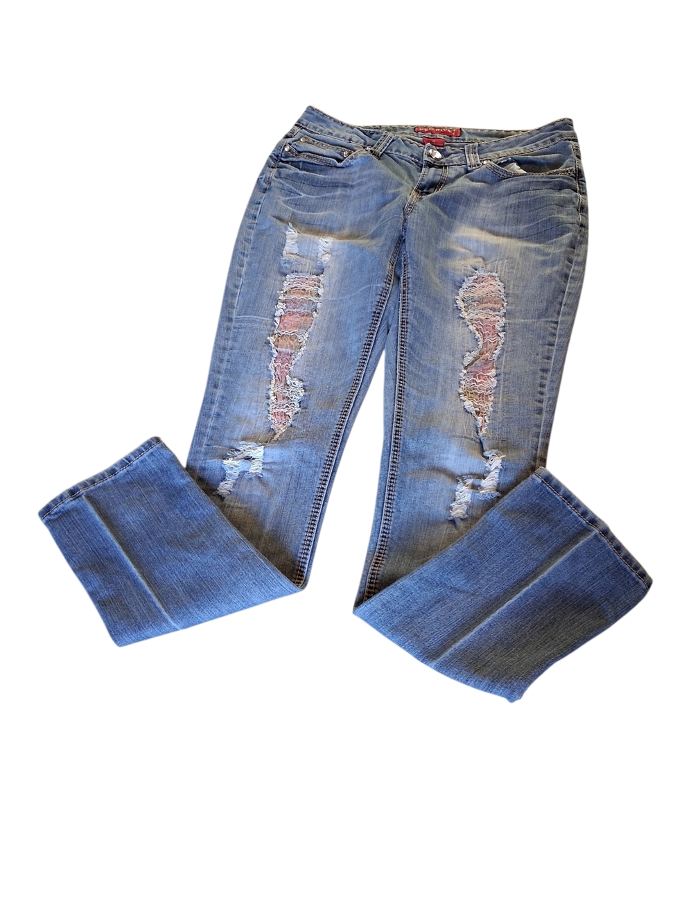 Red Rivet Women's Light Blue Boot Cut Ripped Jeans
